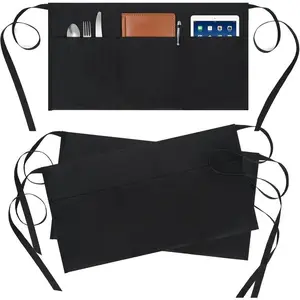 Server Aprons With 3 Pockets, Oil &  Waitress Waiter Short Half  Apron