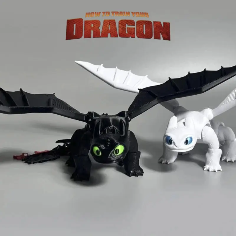 3D Toothless Dragon Articulating Figurine - Articulating Figurines, Action Figures, Art Toy, Decorative Home Decor Statue Ornament with Joint Mobility, 3D Model Collectible/Toy
