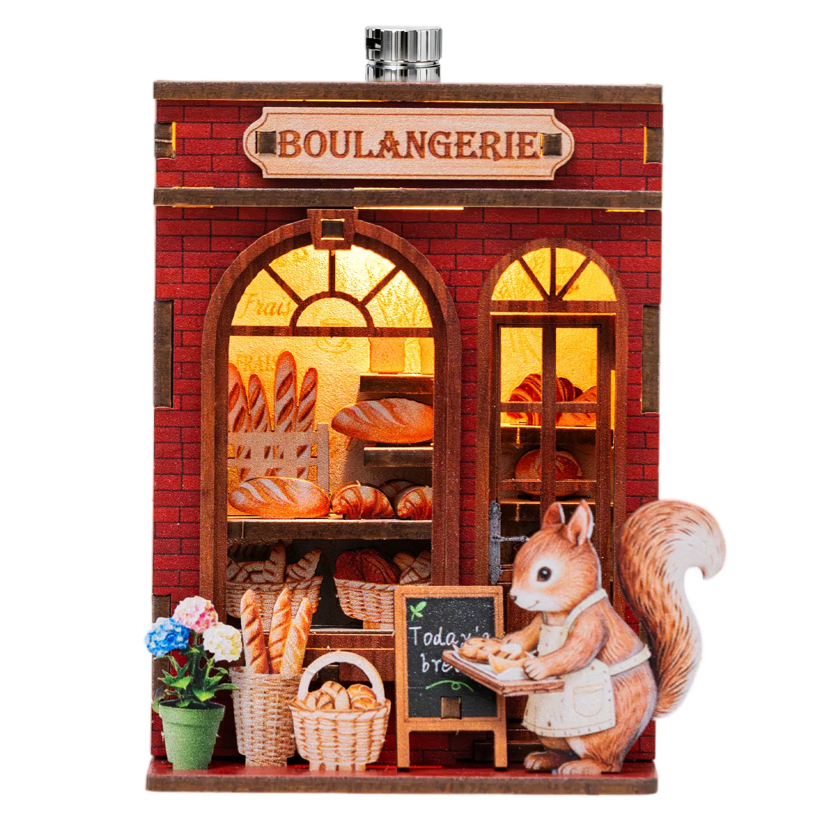 ETKVR RFM01 Magnetic Building Set - French Bakery Street Corner Mini House DIY Craft Kit with Self-Adhesive Magnets, Battery-Operated Assembly Toy for Creative Hobbyists
