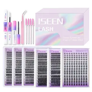 Natural Look Eyelash Extensions Kit, DIY Eyelash Extensions, 1 Set False Eyelashes with Glue & Tweezers & Brush & Glue Remover, Professional Eye Enhancement Tools for Women, Makeup Gift