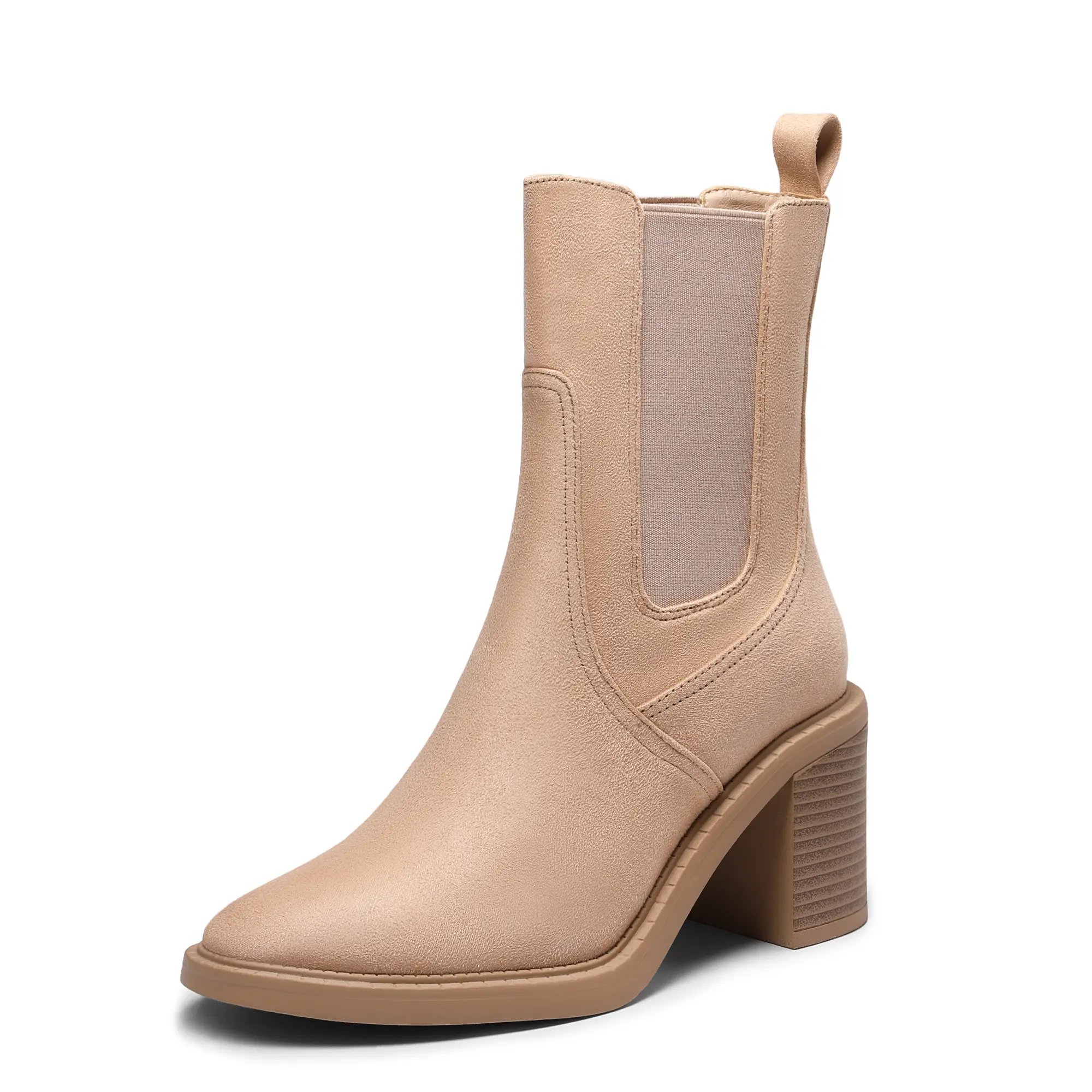 Dream Pairs Women's Chelsea Ankle Booties - Stylish PU Leather Women's Shoes, 3.1" Chunky Block Heel Footwear, Soft Padded Footbed, Comfortable Design Shoe, Eva, Party, Silver