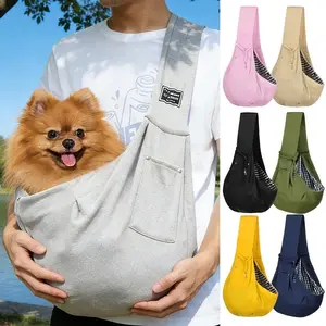 Lightweight dog cat universal messenger bag strap breathable and not stuffy travel out portable foldable storage Teddy Bigbear Pomeranian cat dog bag cat bag strap portable pocket safety buckle outdoor travel multi-scene application