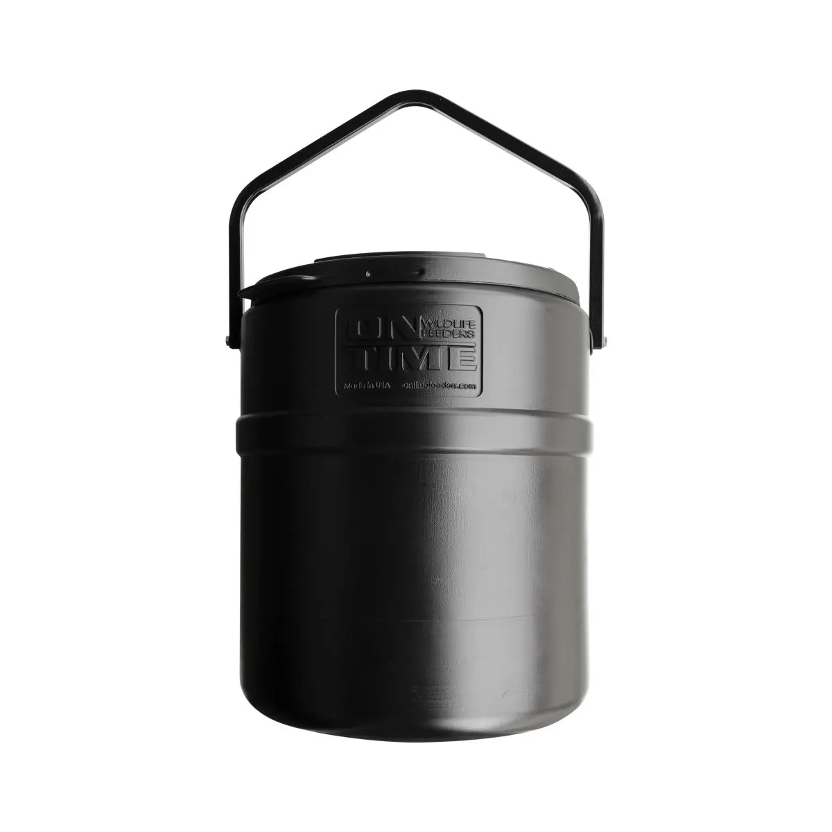 On Time Feeders 73500 20 gal Black Shakedown Animal Feeder - Extra Large, 6V Battery-Powered, Extremely Quiet Operation, Frequency Vibration Technology, Rain Skirt Included Deer Feeding Tool with Adjustable Feed Tray