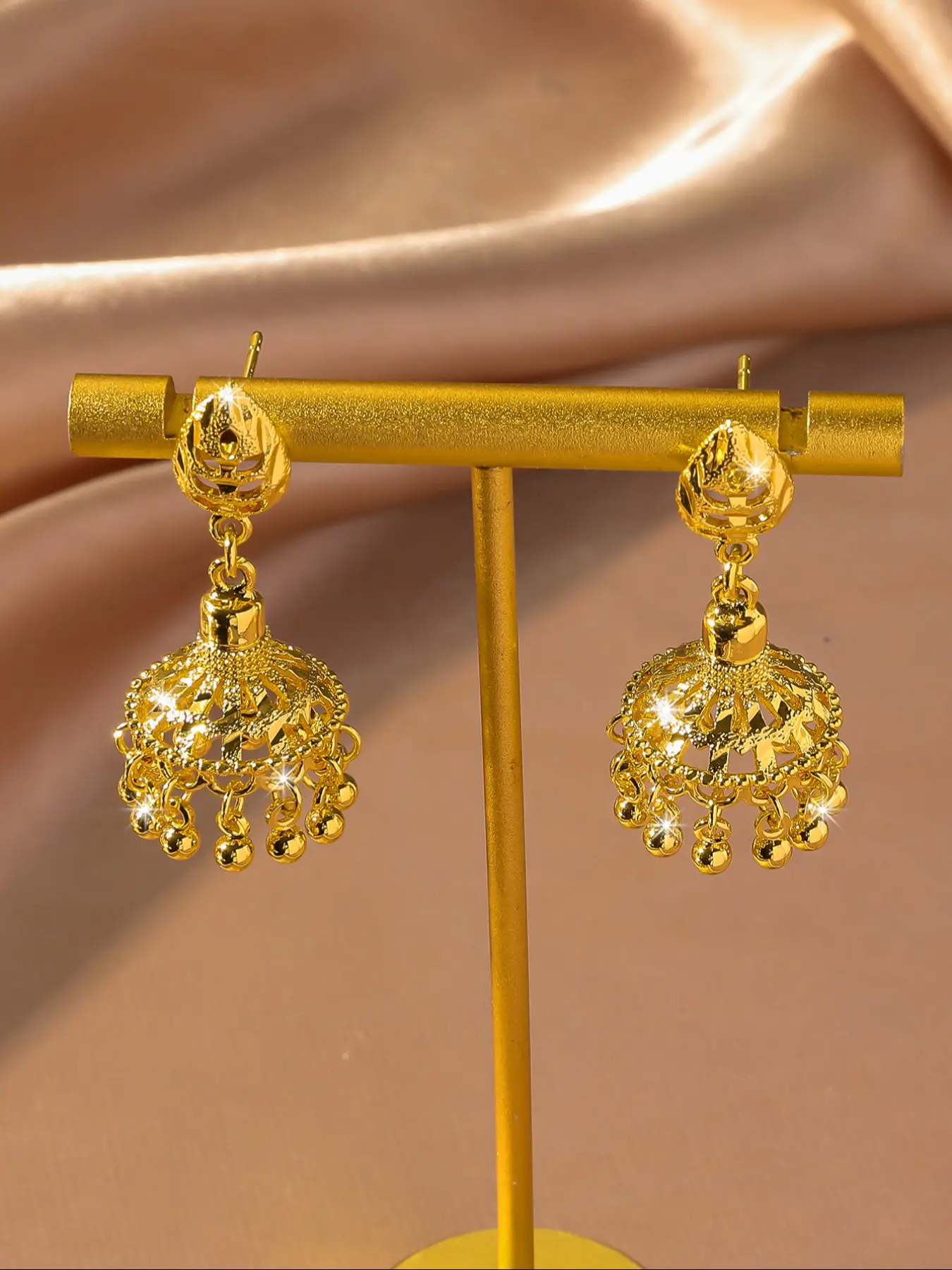 Chinese style water droplet tassel bell shaped earrings, copper plated women's earrings and Stud Earrings jewelry, Trendy Jewelry, Stylish Jewelry, Bohemian style, exquisite gifts for friends and girlfriends, High Quality Earrings, Earrings Studs