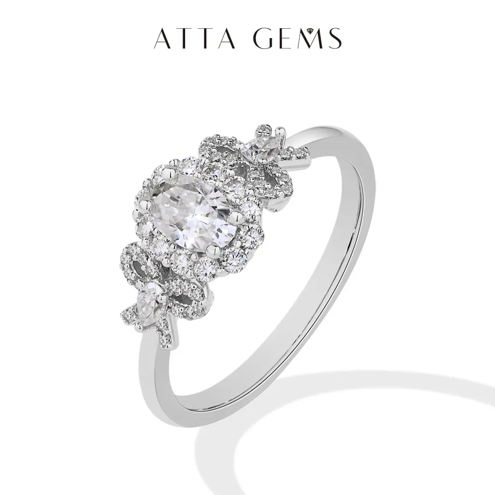 ATTAGEMS Female 0.5CT D-VVS1 Color Oval Cut Synthetic Moissanite Solitaire Ring, 925 Sterling Silver Fashion Engagement Ring, Birthday Engagement Wedding Anniversary Gift Classic Jewelry R274, Daily, R274 Model