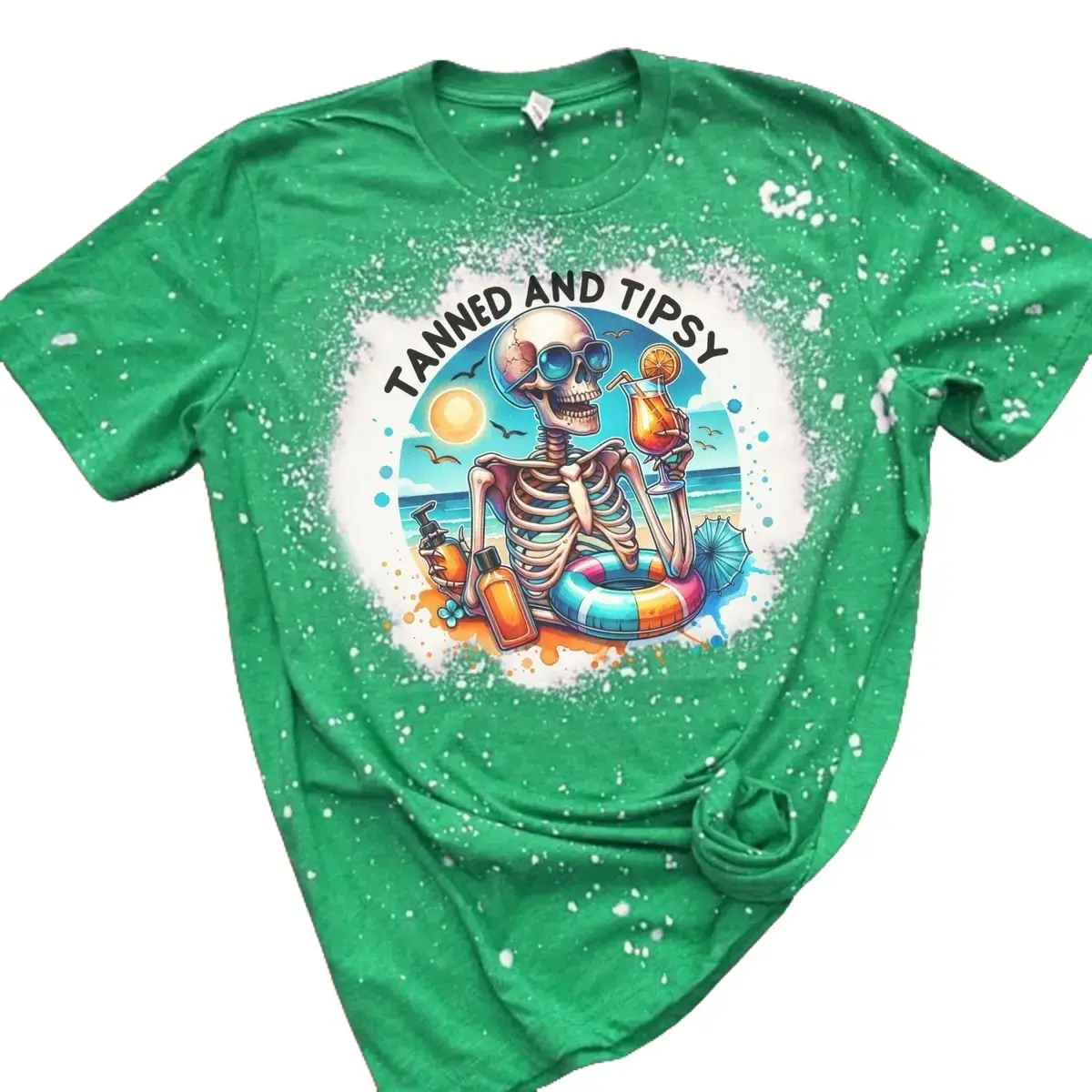 Summer Skeletons T-Shirt Bleached - Gildan - Unisex Top Sublimation
