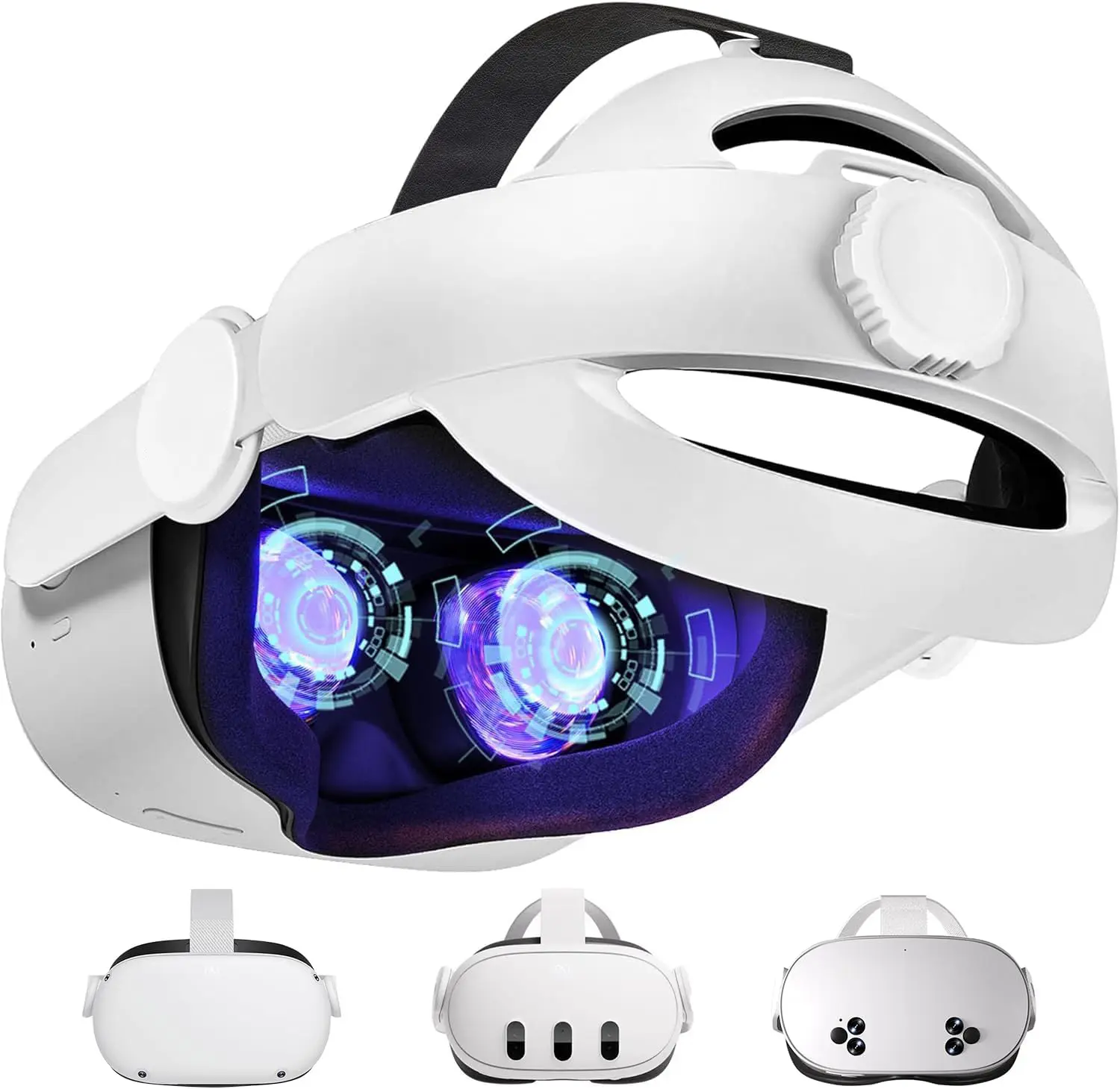 @STELLAR 3-in-1 Adjustable Halo Head Strap - Wearable VR Accessory, Elite Strap Replacement for Meta Oculus Quest 2/3/3s, Comfort-Enhanced for Gaming, Head Mount & Immersive Devices