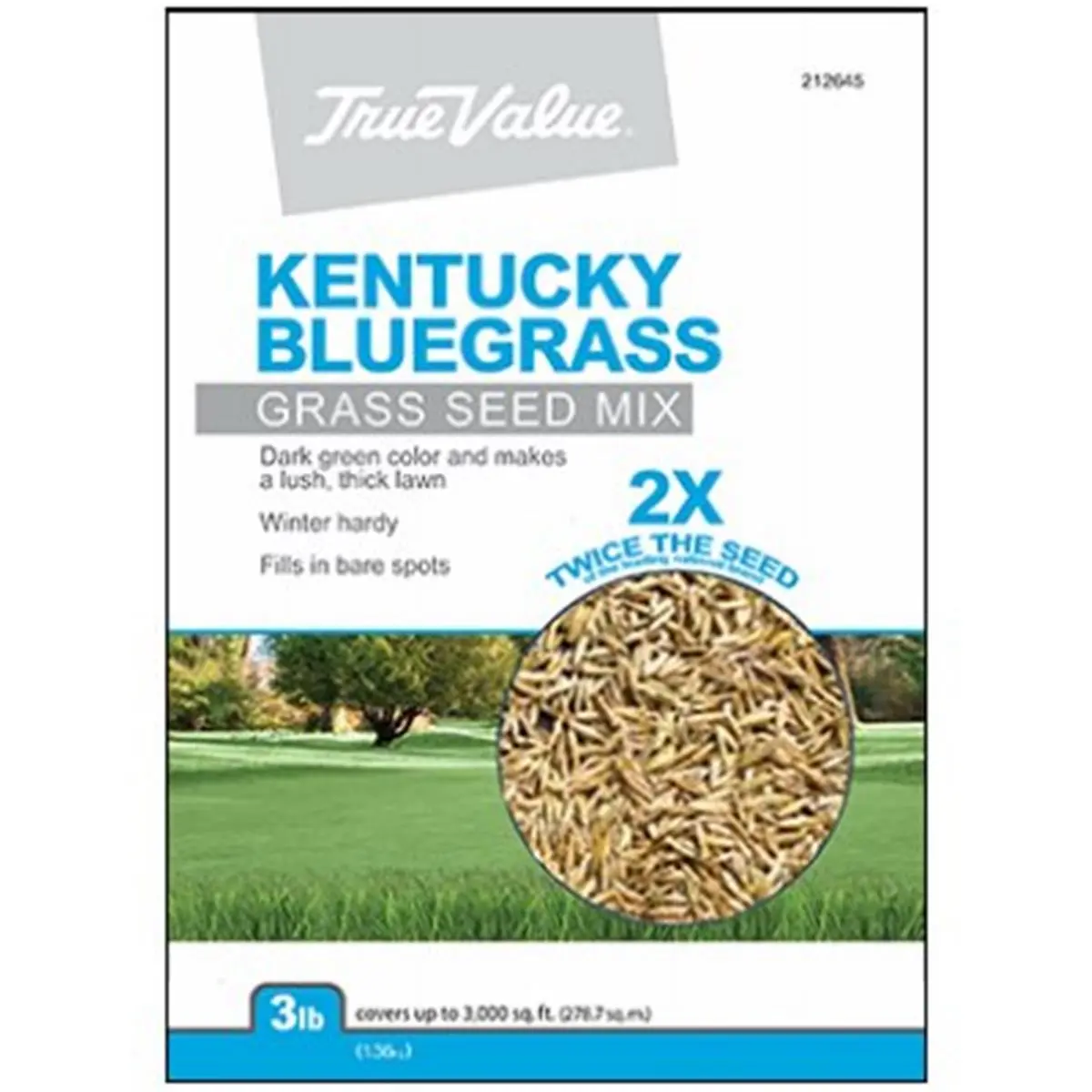 TRUE VALUE Barenbrug USA 212645 Kentucky Bluegrass Seed - 3LB Bag, Premium Heat-Tolerant Lawn Repair Grass Seed for Home & Garden Partial Shade, Fills Bare Spots