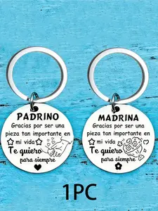 Stainless Steel Keychain, Personalized Heart Tag, Creative Letter Pattern Keychain for Godmother & Godfather, Fashion Accessories for Daily Use