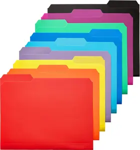 KTRIO 9 Pack Plastic Colored File Folders, Letter Size Polypropylene Filing Folders with 1/3-Cut Erasable Tabs, Expandable Water-Resistant Organizers for Office, School & Home