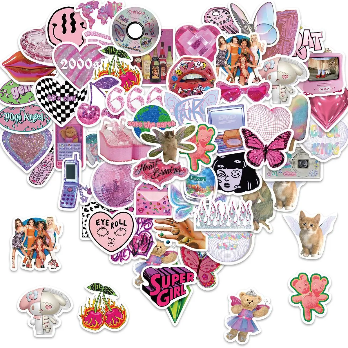 Creative Harajuku Girls Series Anime Naughty Stickers, 58pcs Sticker Packs DIY Waterproof Decorative Naughty Decals, Graphic Decal for Skateboard, Luggage, Laptop & Guitar, Decorative Decal Accessories