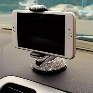 1pc Car Rhinestone Mobile Phone Bracket, Inlaid Diamond Car Mobile Phone Bracket, Multi-functional Air Vent Car Navigation Bracket, Car Suction Cup Rotating Mobile Phone Holder for Women, Car Phone Stand, Car Mount Dashboard