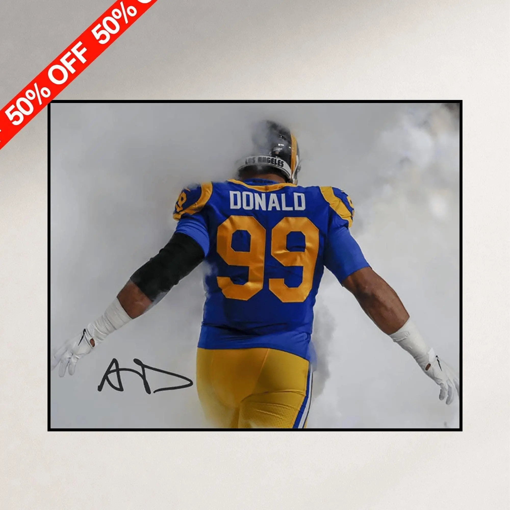 Aaron Donald Signed LA Rams Football Poster, Defensive Player ( Unframed - Print Only )