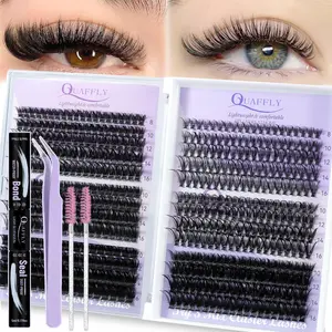 Individual False Eyelashes Diy Lash Kit, Diy Eyelash Extensions, Waterproof clusters lashes, Eyelash Set, Eyelashes Custers with Eyelash Glue Cosmetic Kit, Eye Makeup Enhancement, Self Adhesive Lash Clusters
