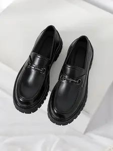 Unisex Fashion Casual Leather Shoes, Slip-On Loafers with Thick Sole, Sizes 38-46, Versatile and Comfortable Footwear