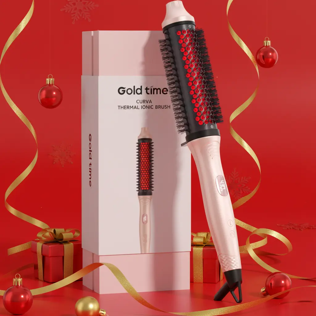 Infrared Thermal Brush- 1.65" Thermal Brush with Precise Temperature Control & 100M Ionic Technology, Travel-Friendly Design for Perfect Curls Anywhere