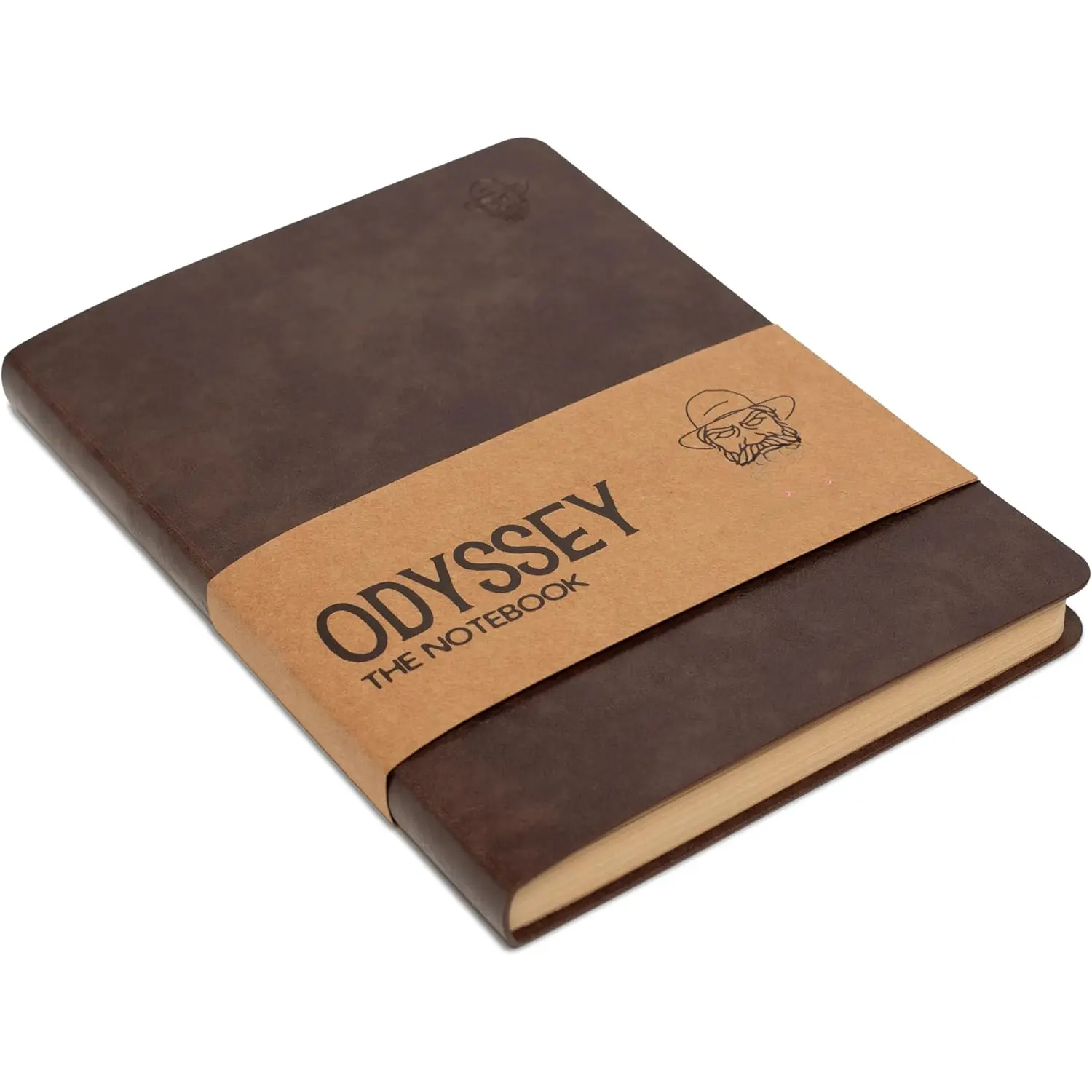 Odyssey Notebook Journal for Men - Lined Pages, 100 GSM Thick  Paper, A5 Size, Brown Leather, Soft Cover