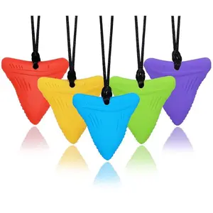 Chew Necklace for Adults, Silicone Chew Toys for Boys Girls with Anxiety Autism ADHD SPD Needs, Autism Sensory Necklaces for Chewing - 5 Pack