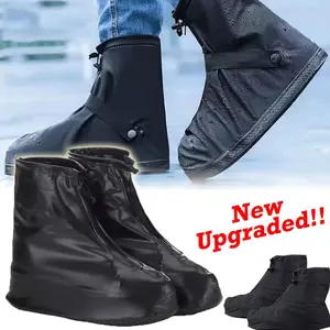 HOMEYA Newly Upgrade Waterproof Rain Shoe Covers, Silicone Overshoes with Zipper Non-slip Galoshes for Men and Women
