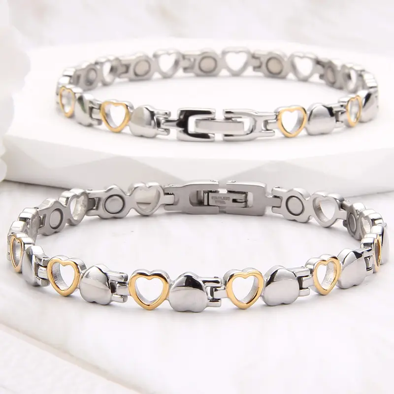 Copper Magnetic Bracelets for Women,99.99% Pure Copper Bracelet with Ultra Strength Magnets ,Heart-shaped Charm Bracelet Adjustable Jewelry Gift