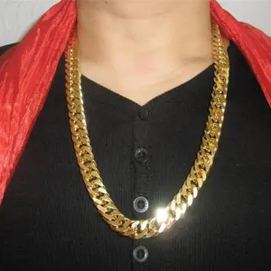 24K GOLD FILLED N28 CUBAN DOUBLE CURB CHAIN SOLID HEAVY MENS  NECKLACE 23.6 inch 10 mm