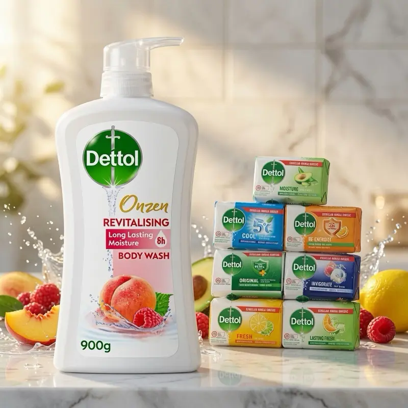 Dettol Antibacterial Bodywash, Peach & Raspberry Scented Hydrating Cleanser for Body Care, Revitalising Long-Lasting Moisture, 900 ml Aroma Fresh Skin Bath & Shower Product, Moisturizer, Daily, All