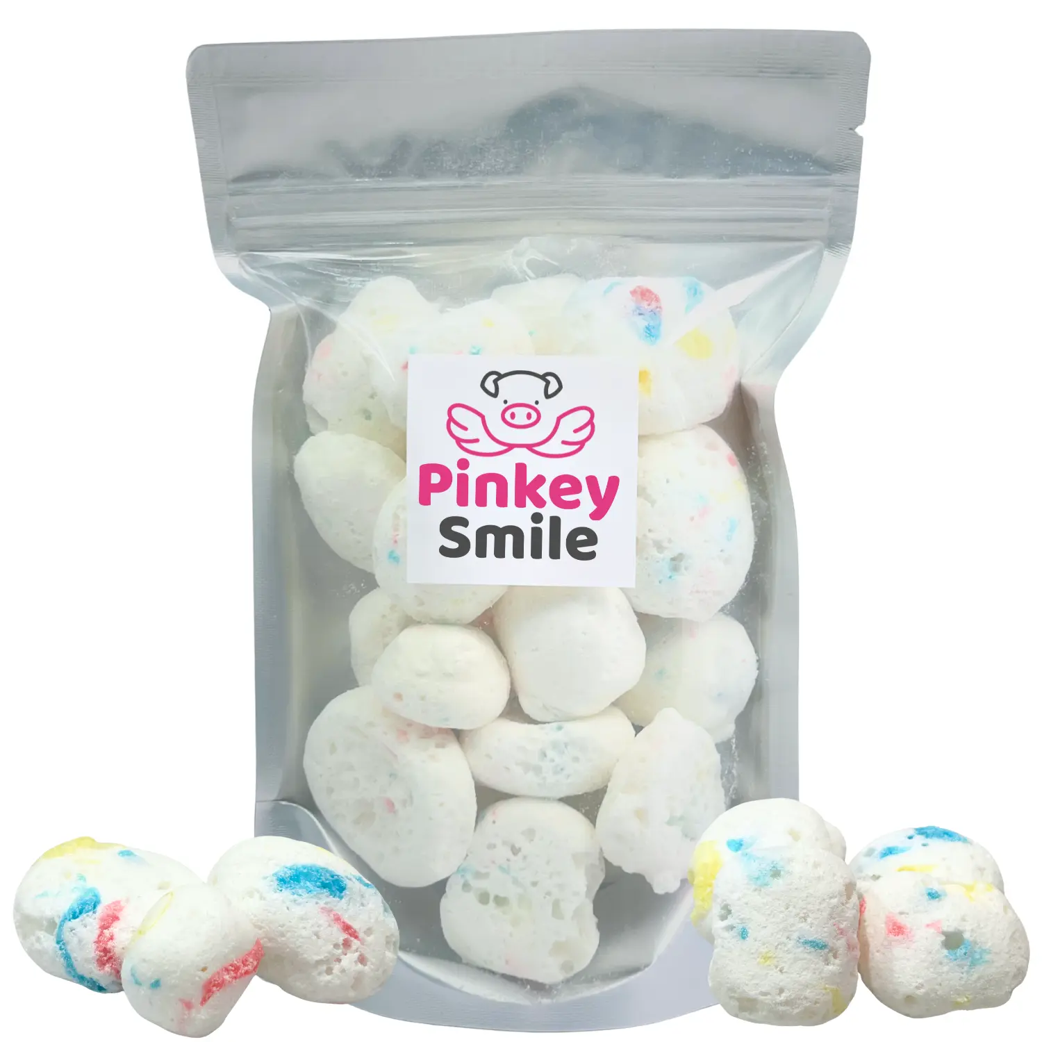 PinkeySmile Freeze Dried Candy Birthday Cake Salt Water Taffy 2 oz - Cut To Bite Sized Pieces - Ships In Box - Deliciously Crunchy, Intense Flavor, Lightweight Snack