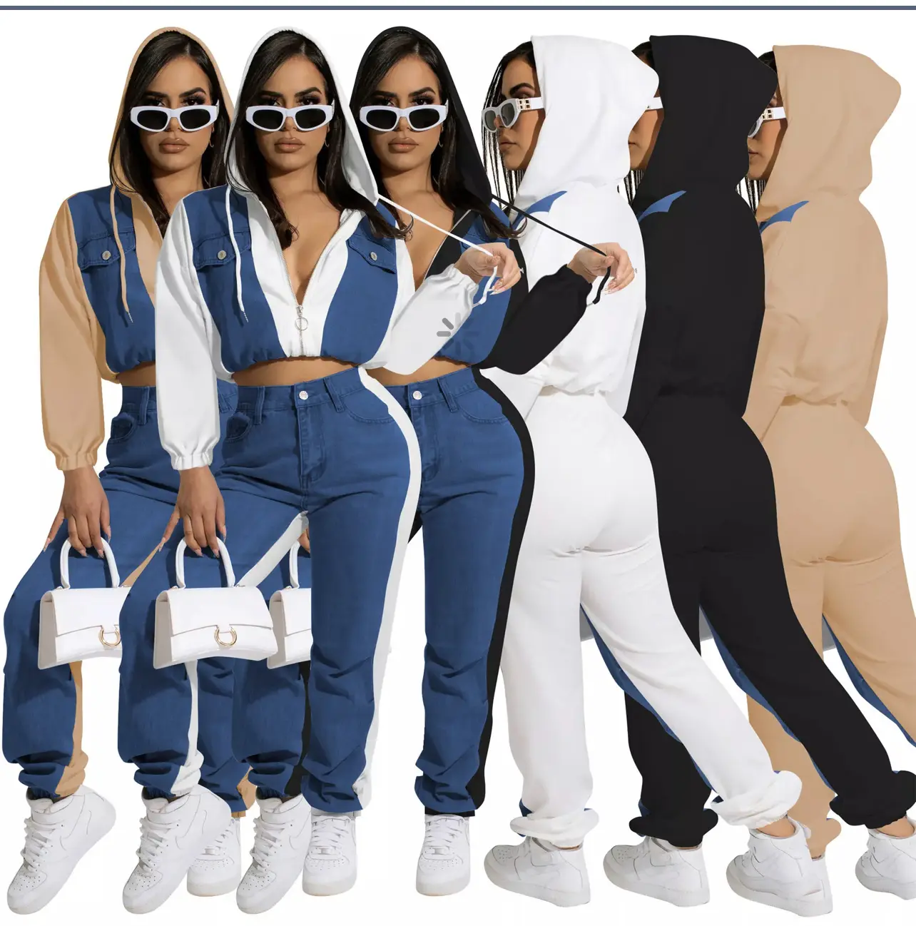 2 piece sets for Women/ Long pants/jeans and jackets matching set outfitsets