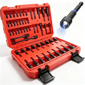 54 Pcs Magnetic Socket and Screwdriver Set, Impact Power Hexagonal Extended Nut Screwdriver Drill Bit Main Kit, SAE and Metric