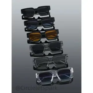 6 Pack Men's Rectangular Frame Sunglasses Street Style Classic Thick Frame Simple Design Uv Protection Shades Trendy Fashion Eyewear for Street Photography Outdoor Casual Activities and Daily Wear