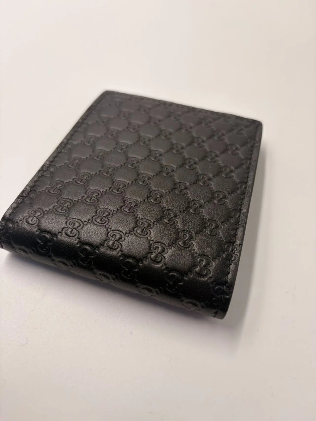 Pre-owned GUCCI LEATHER Small Leather Goods Micro Guccissima black Fold Wallet [senza 1U]