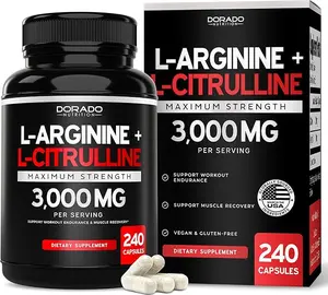 L Arginine L Citrulline Supplement 3000mg (240 Capsules) Nitric Oxide Pills for Men - Stamina, Endurance, Performance for Workouts - NO Supplements for Men - Gluten Free, Non-GMO, Vegan Capsules