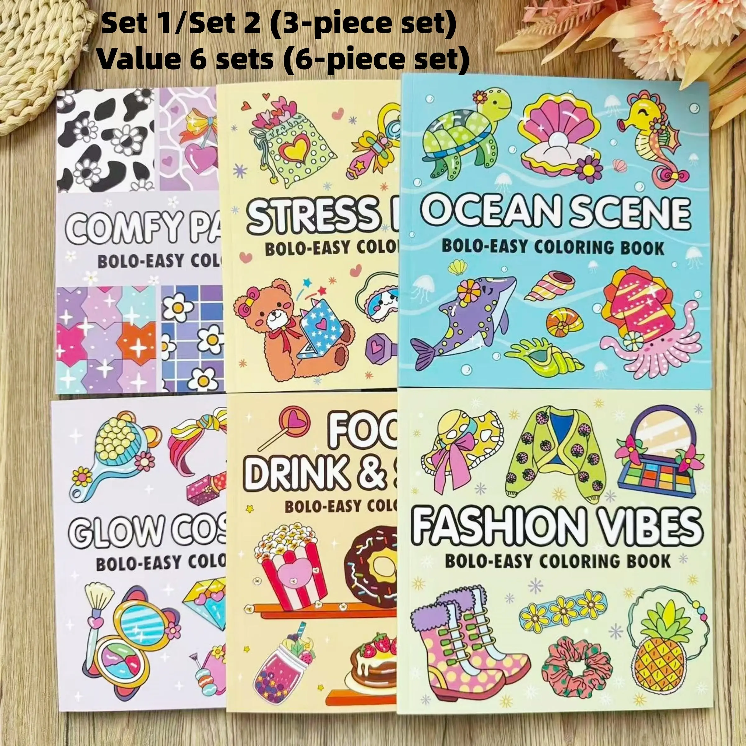 3/6 Adorable and Fun Adult Coloring Book Doodle Books: 52 Pages High-quality thick paper, cute designs + diverse themes. Relax and enjoy creative fun.