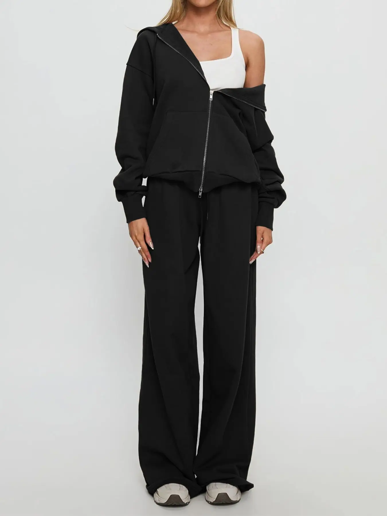 Women Long Sleeve Hooded Jacket & Pants 2 Piece Set, Fall Winter Casual Sets Tracksuit, Sweat Suit Set, Casual Activewear, Casual Tracksuits