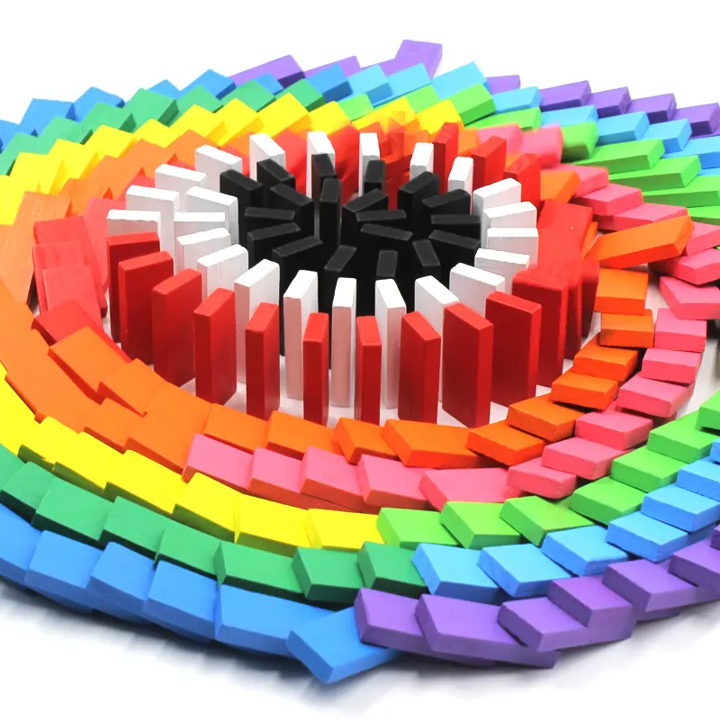 Hatwoo 100pcs Multicolor Wooden Dominoes Set - 28pcs Animal Dominoes, Wooden Puzzles, Logic Game, Educational Tool for Children Development & Concentration, Patience