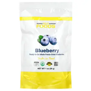 California Gold Nutrition Foods, Freeze-Dried Blueberry, Ready to Eat Whole Freeze-Dried Berries, 1 oz (28 g)