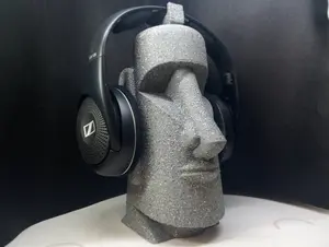 Moaii Statue Headphone Rack! Easter Island Sculpture Headset Hanger. Heads Up, Listen! Pacific/Polynesian Archipelago-Themed Earphone Stand!