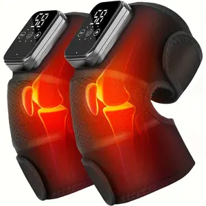 Newly upgraded adjustable knee massager with 3 vibration and 3 heating modes. Portable muscle relaxation massager, knee protector, knee joint traction, knee support, wireless knee heating pad, touchscreen,
