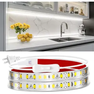 Under Cabinet Strip Lighting Plug in 24in, Ultra Bright Small LED Light Bar, 6000K Cool White, 110V-120V Wired Lights for Kitchen Cabinet, Counter, Workbench, Desk, Closet, Shelf, Indoor