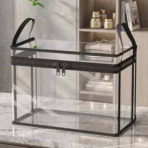 Thick Transparent Book Storage Bag, High Transparency Dust-Proof PVC, Handle for Easy Mobility, Home Living Room Toy Clothing Organizer