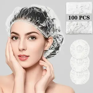 Disposable Hair Caps 100/200 Pack, Shower Cap Set, Thick Waterproof Non-Irritating, Pe Material, Quick Wear, Salon Style, Travel Gym Essential