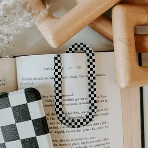 Jumbo Paperclip Bookmark Acrylic Checkerboard Design Aesthetic Sublimation Bookmarks for Book Lovers & Teachers Unique Gift Idea 4" x 2" Compact Practical Stylish Choice