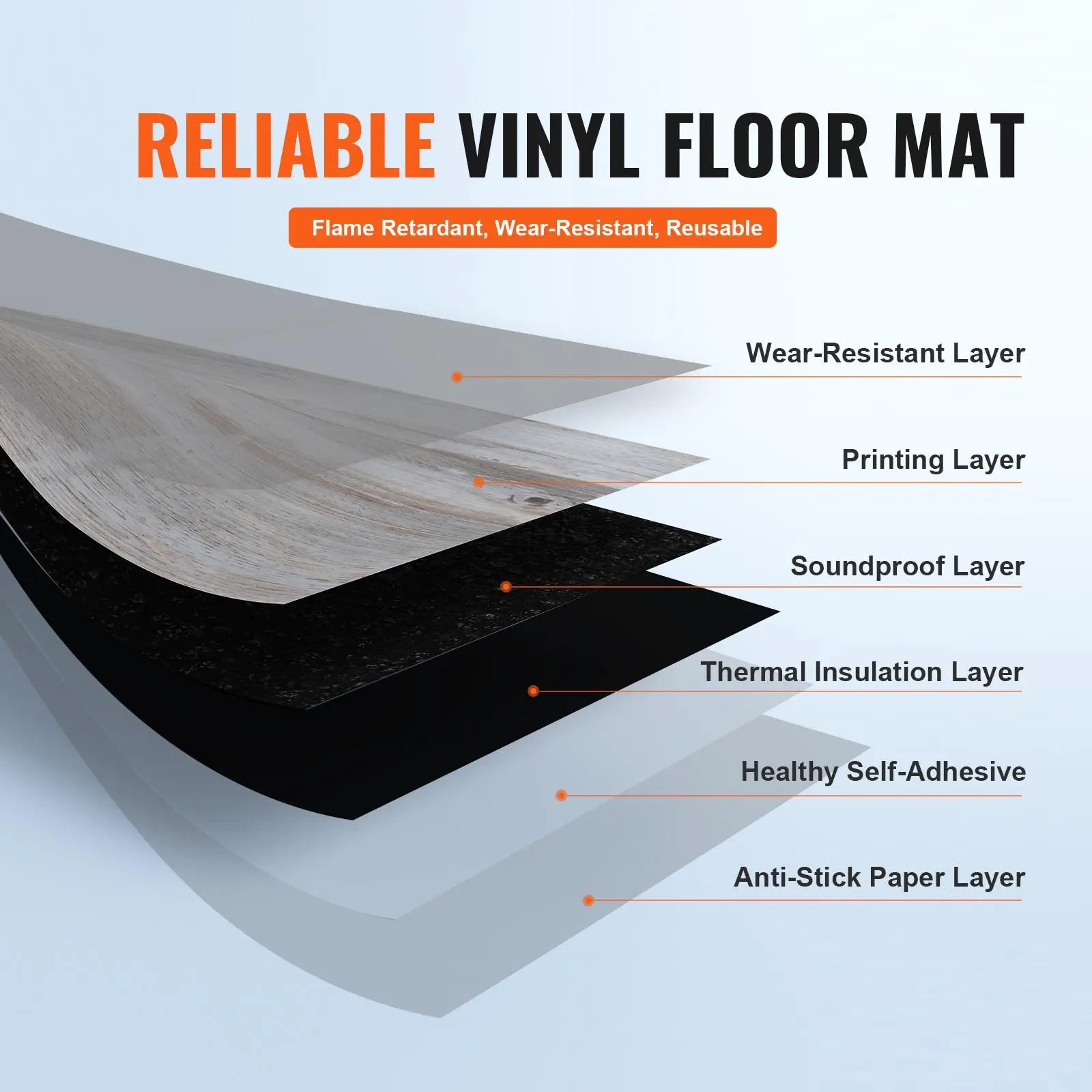 【summerfinds】VEVOR Self Adhesive Vinyl Floor Tiles, 36x6 in, 36 Tiles 0.62mm Thick Peel & Stick Wood-Look No-Glue Adhesive-Backed Flooring, Father's Day Gift for Kitchen & Bathrooms, Easy Home Decor, Self Adhesive Waterproof, No-Glue Vinyl Flooring