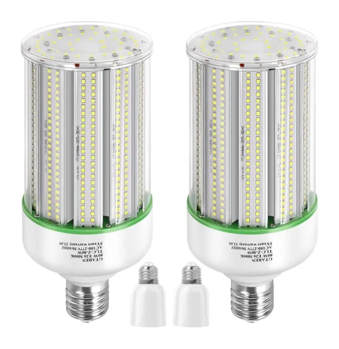 GTAREN 80W LED Corn Light Bulb (2-Pack), 250W Metal Halide HPS CFL HID Replacement, 5000K E39 Mogul Base, for Gym, Parking Lot, Shoebox Supermarket Acorn Area Lighting Fixtures