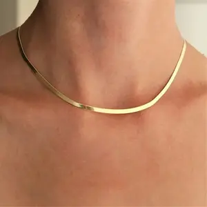 Blade Chain Not Fade Stainless Steel Clavicle Chain Unisex Flat Snake Chain Chain Stainless Steel Couple Chain Metal Snake Chain Extension Chain Outfit Neck Accessories