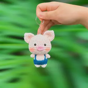 Customized Crochet Cute Pig Keychain, Custom Gift, Pig Keychain crochet - Personalized Plush, Bestie,  Mother's day, Graduation, Valentines Gift