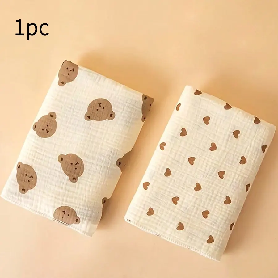 1pc Baby Muslin Blanket, Soft Newborn Multi-Functional Muslin Wrap, Swaddle, Cute Cartoon Print, Can Be Used as Cover, Bath Towel, Stroller Cover, Gift Idea
