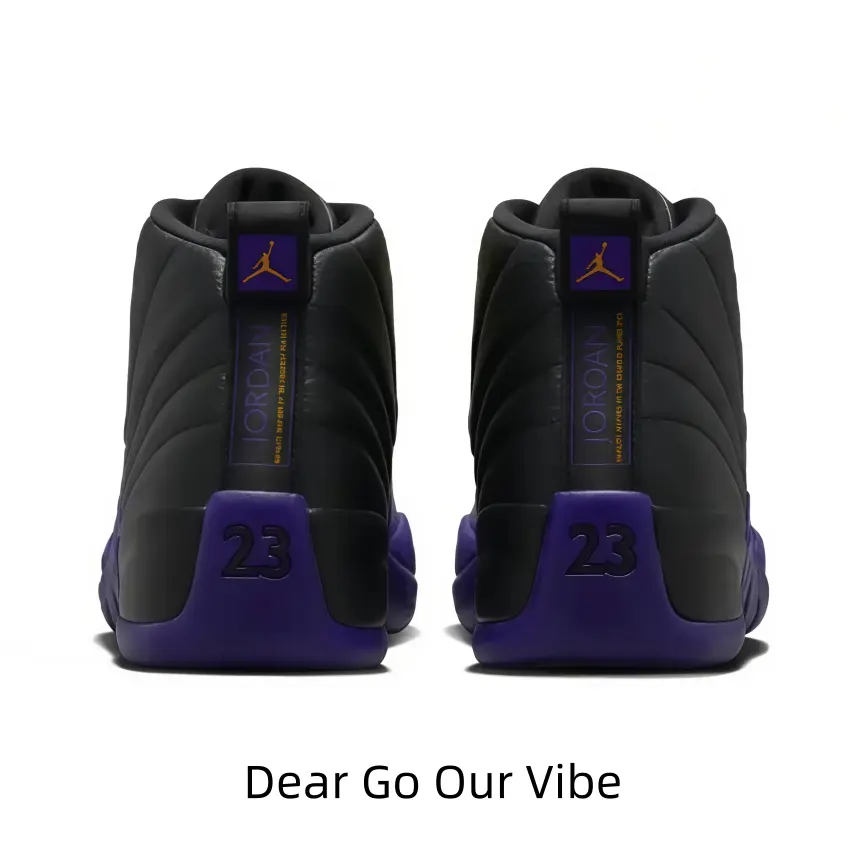 Black purple contrast high-top retro basketball sneakers, quilted smooth leather upper, classic lace-up street trainers, supportive cushioned midsole, unisex casual shoes matching joggers, denim and hip-hop streetwear all year round