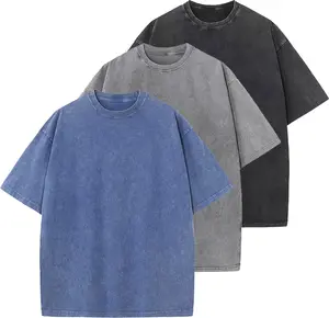 1/3 Pack Oversized T-Shirts for Men | Vintage Heavyweight Cotton Gym Tees | Acid Wash Baggy Workout Shirts | Comfortable & Breathable