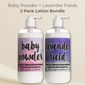Baby Powder + Lavender Fields Body Lotion Duo | 2 Pack Bundle | 16 oz